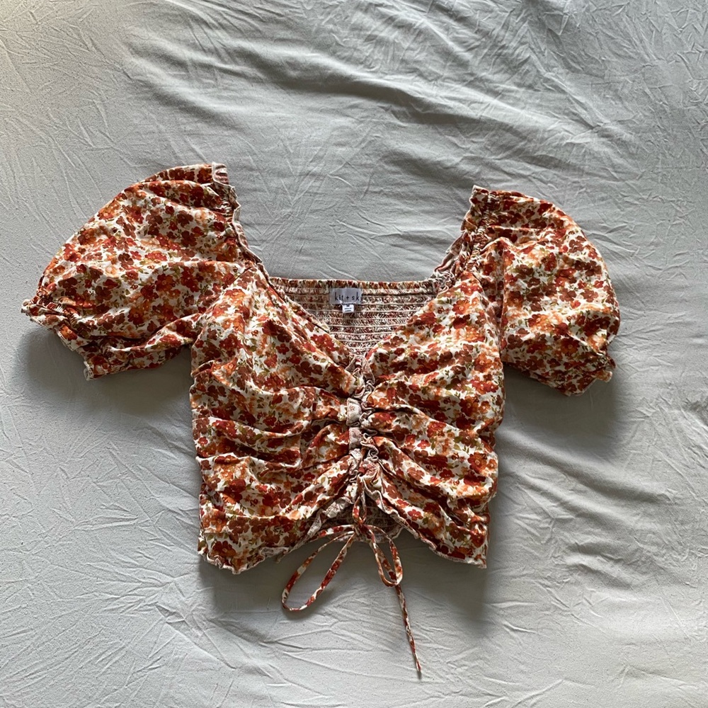 Rustic Floral Ruched Blouse